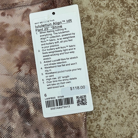 Lululemon Align pant 25”, Shine, Rose Foil leggings - Picture 2 of 6